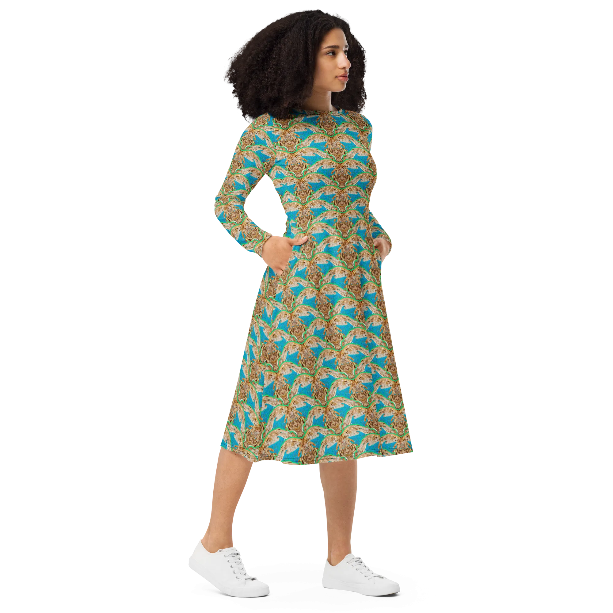 Long Sleeve Midi Dress (Her/Muliebris)(Rind#10 Ouroboros Butterfly Blue Logo) RJSTHS2022 RJS