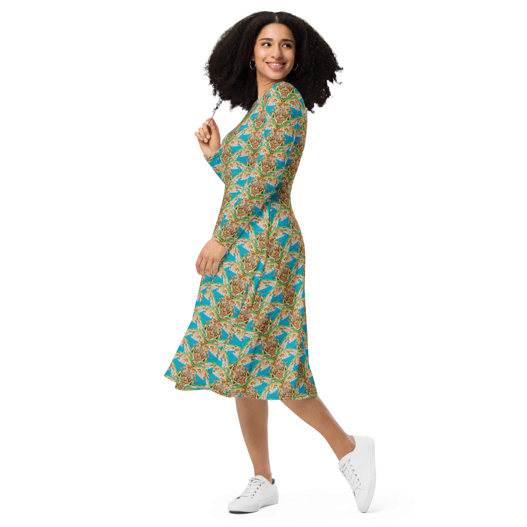 Long Sleeve Midi Dress (Her/Muliebris)(Rind#10 Ouroboros Butterfly Blue Logo) RJSTHS2022 RJS