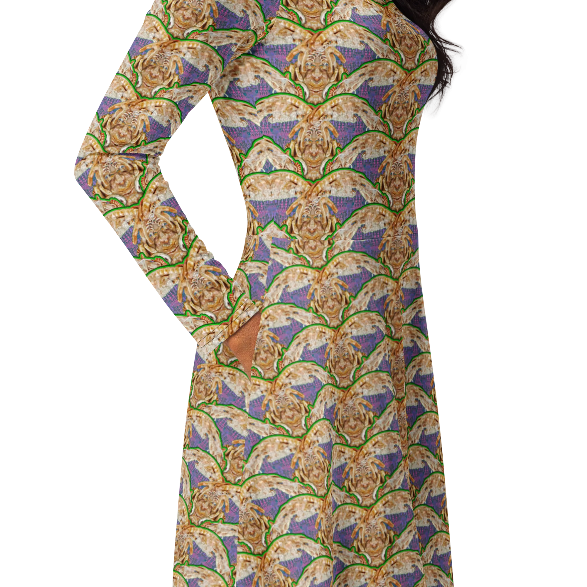 Long Sleeve Midi Dress (Her/Muliebris)(Rind#4 Ouroboros Butterfly Purple Logo) RJSTHS2022 RJS