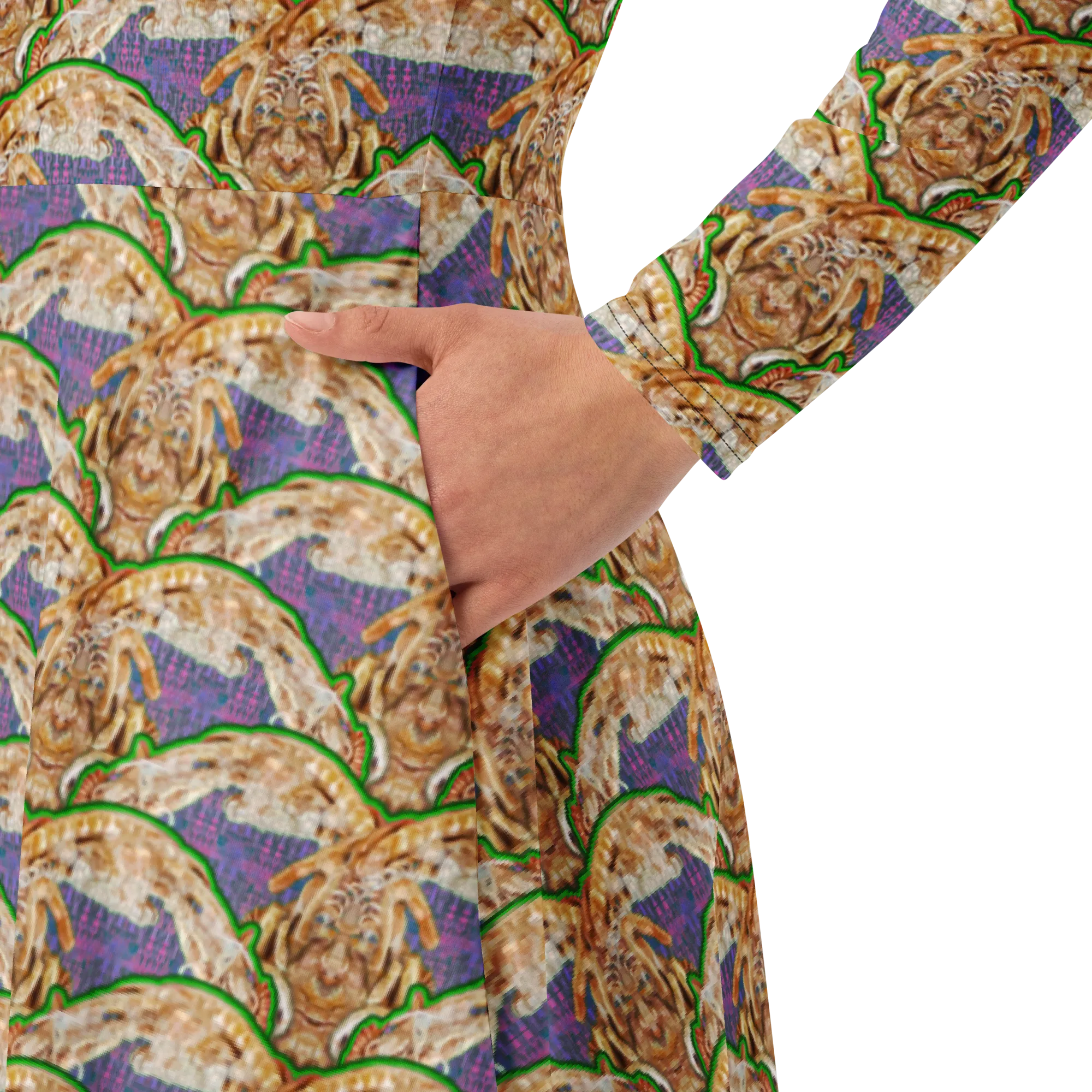 Long Sleeve Midi Dress (Her/Muliebris)(Rind#4 Ouroboros Butterfly Purple Logo) RJSTHS2022 RJS