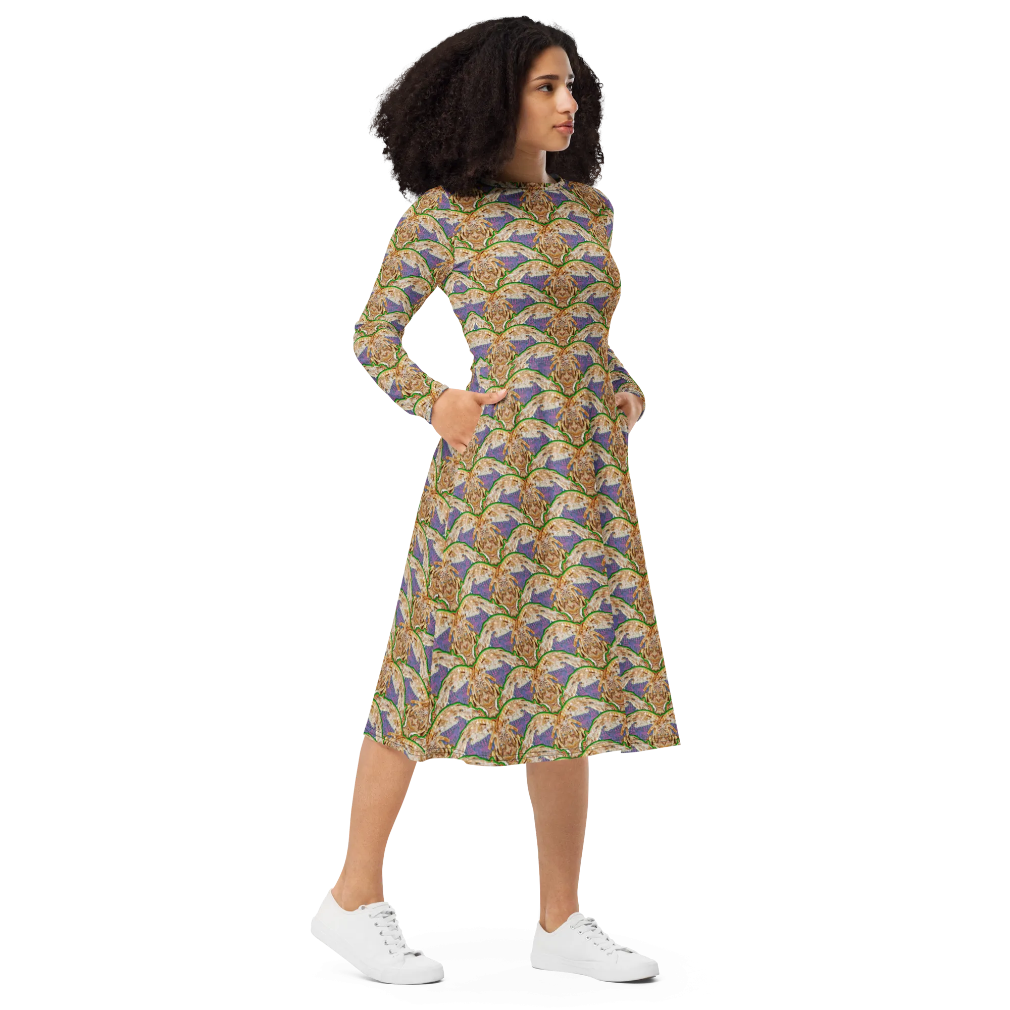 Long Sleeve Midi Dress (Her/Muliebris)(Rind#4 Ouroboros Butterfly Purple Logo) RJSTHS2022 RJS