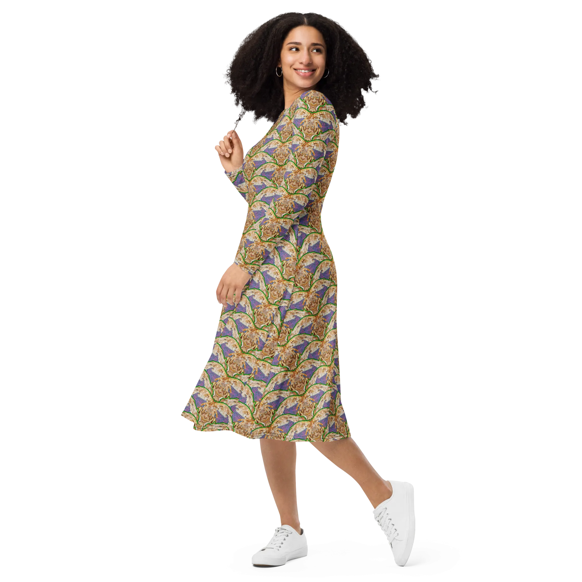 Long Sleeve Midi Dress (Her/Muliebris)(Rind#4 Ouroboros Butterfly Purple Logo) RJSTHS2022 RJS