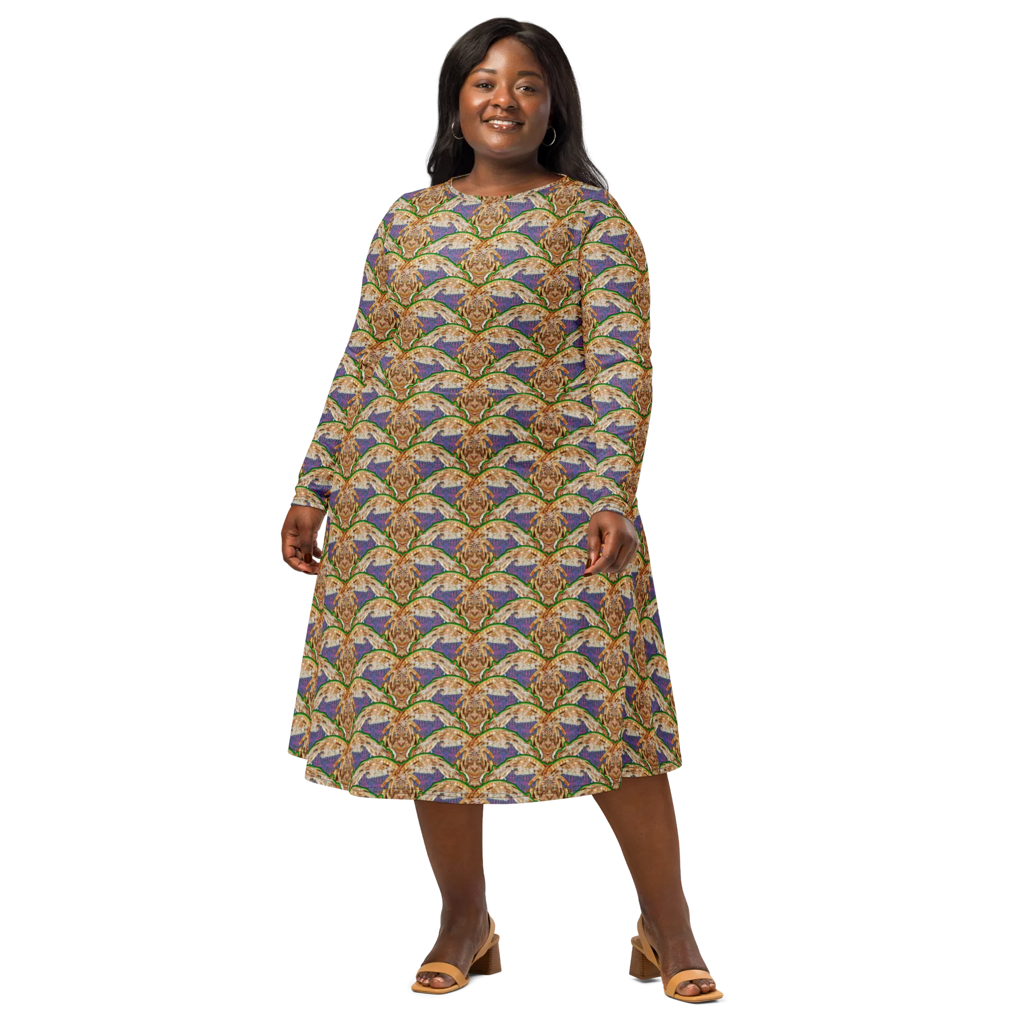 Long Sleeve Midi Dress (Her/Muliebris)(Rind#4 Ouroboros Butterfly Purple Logo) RJSTHS2022 RJS