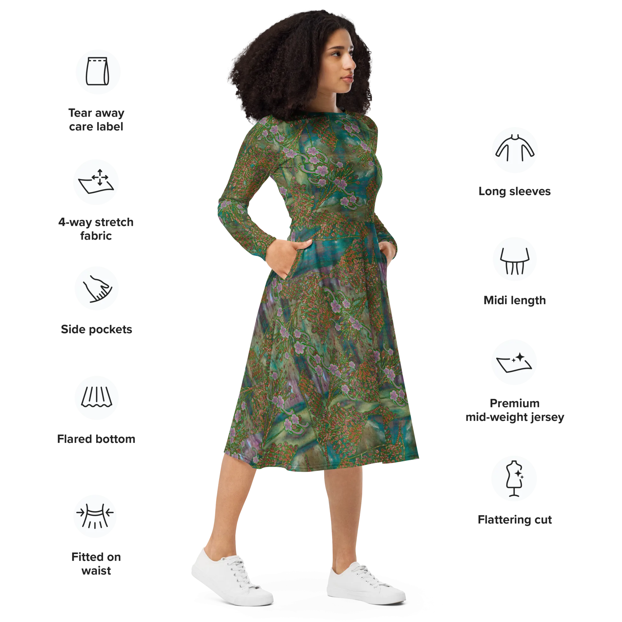 Long Sleeve Midi Dress (Her/Muliebris)(WindSong Flower) RJSTH@Fabric#4 RJSTHS2022 RJS