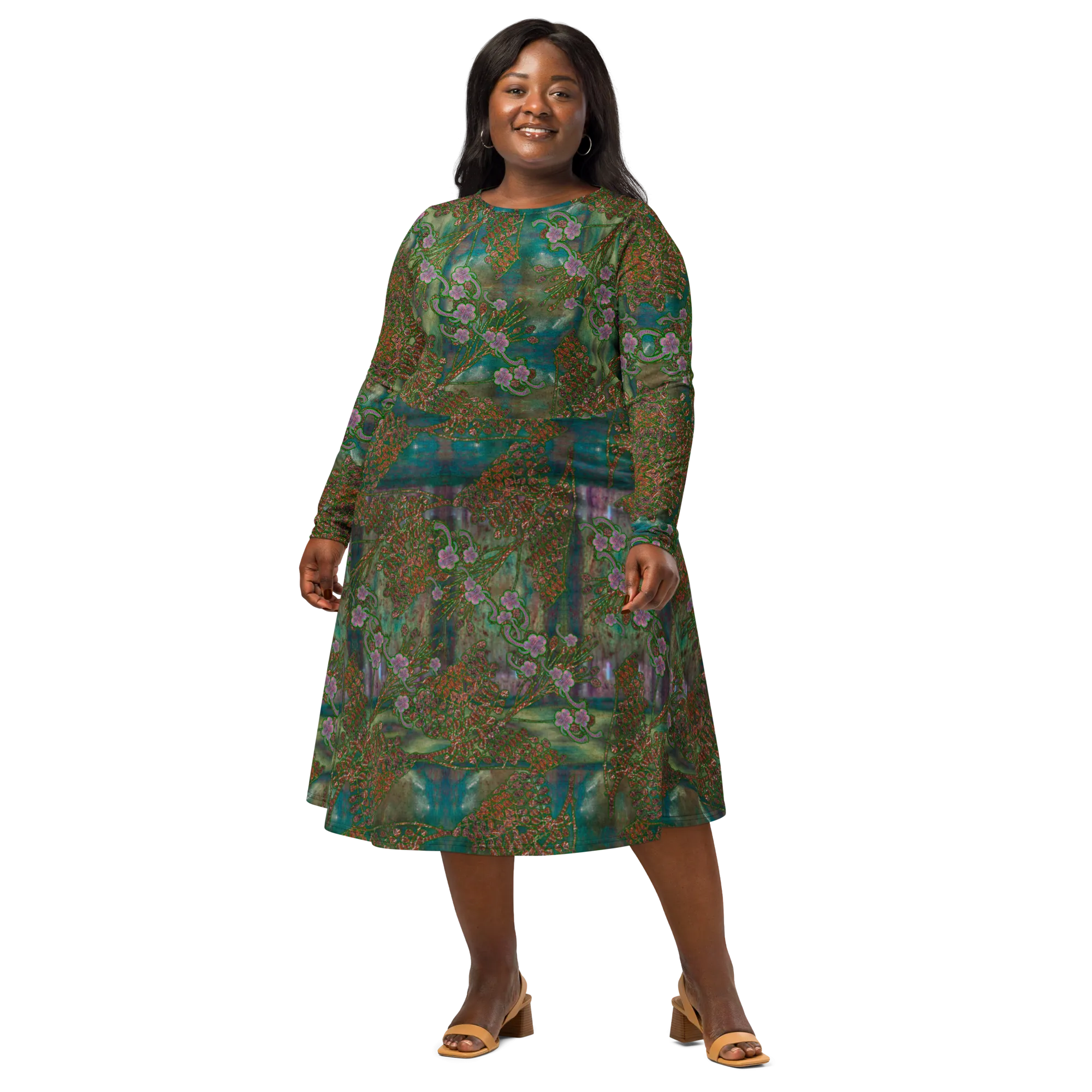 Long Sleeve Midi Dress (Her/Muliebris)(WindSong Flower) RJSTH@Fabric#4 RJSTHS2022 RJS
