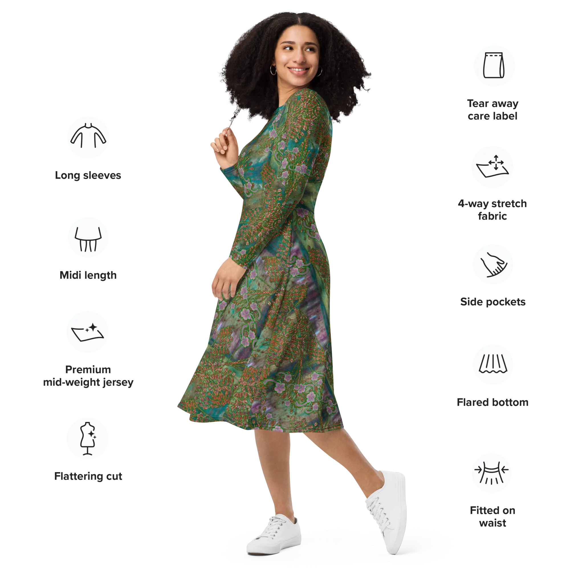 Long Sleeve Midi Dress (Her/Muliebris)(WindSong Flower) RJSTH@Fabric#4 RJSTHS2022 RJS
