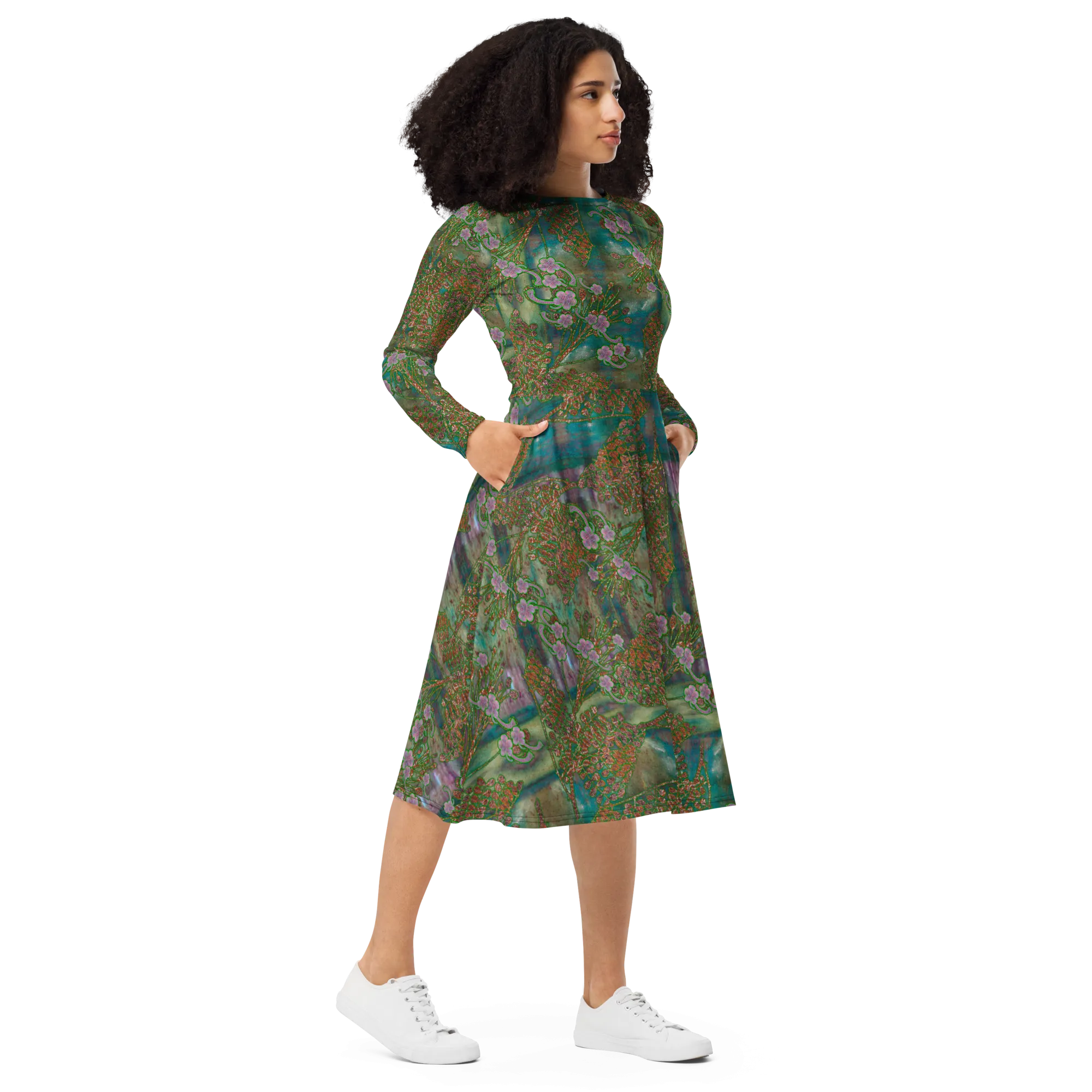 Long Sleeve Midi Dress (Her/Muliebris)(WindSong Flower) RJSTH@Fabric#4 RJSTHS2022 RJS