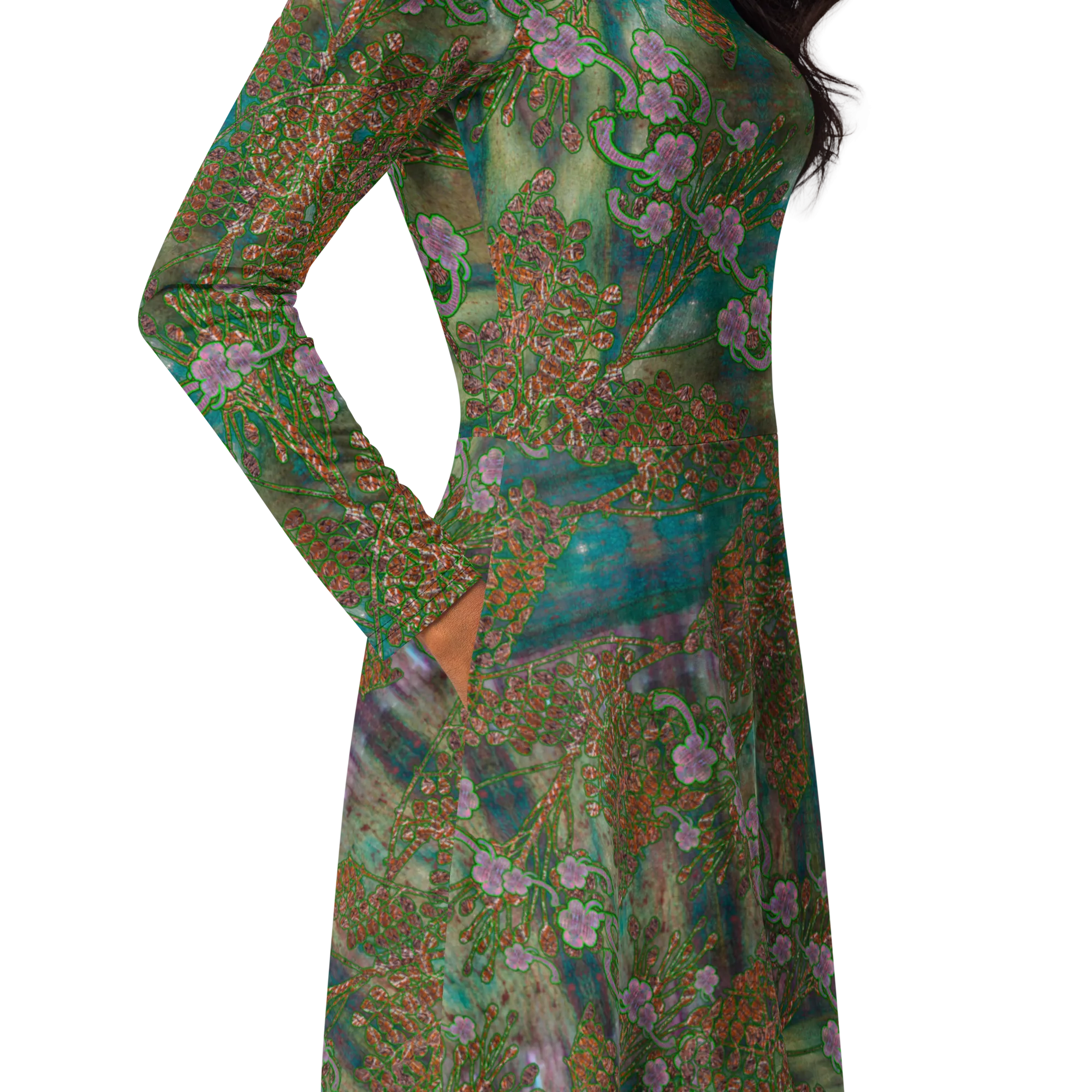 Long Sleeve Midi Dress (Her/Muliebris)(WindSong Flower) RJSTH@Fabric#4 RJSTHS2022 RJS