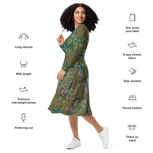 Long Sleeve Midi Dress (Her/Muliebris)(WindSong Flower) RJSTH@Fabric#4 RJSTHS2022 RJS