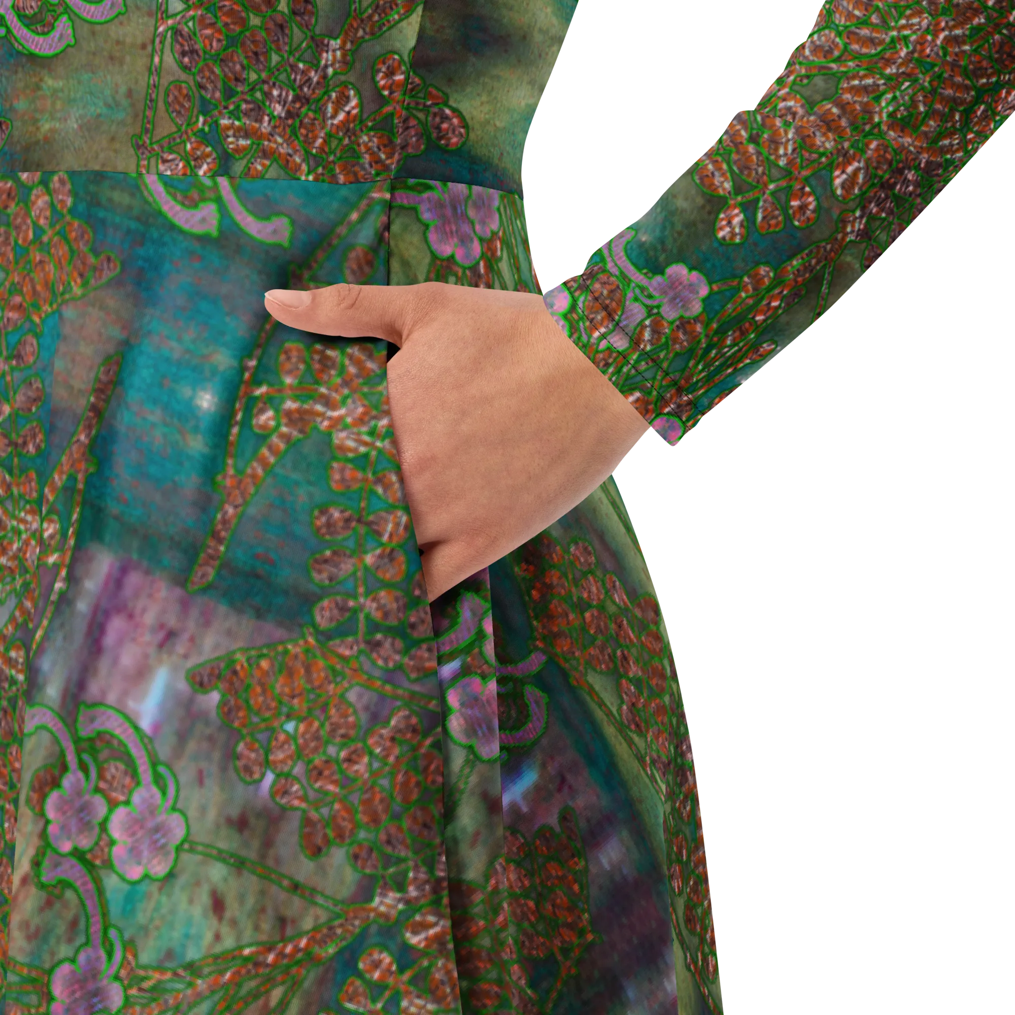 Long Sleeve Midi Dress (Her/Muliebris)(WindSong Flower) RJSTH@Fabric#4 RJSTHS2022 RJS