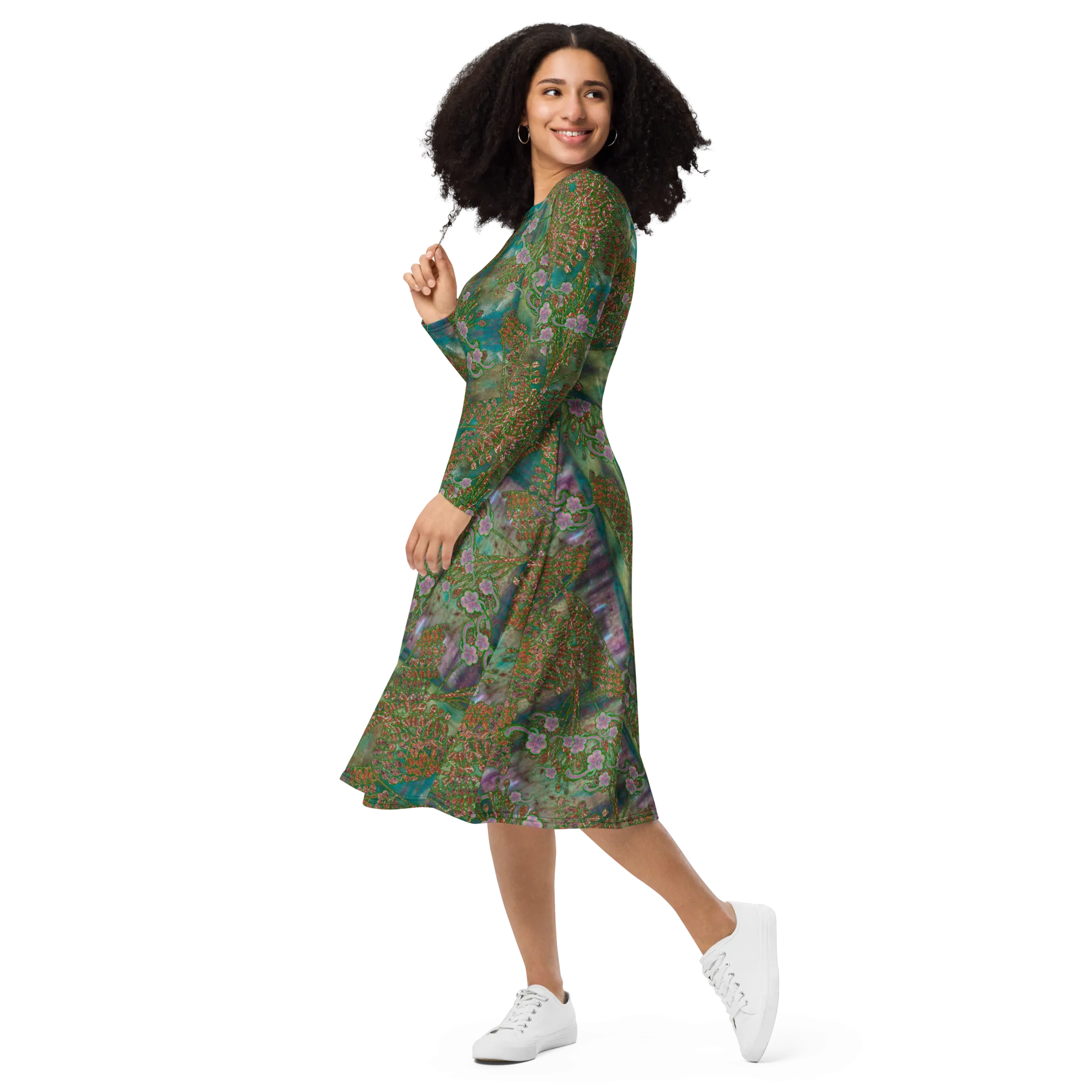 Long Sleeve Midi Dress (Her/Muliebris)(WindSong Flower) RJSTH@Fabric#4 RJSTHS2022 RJS