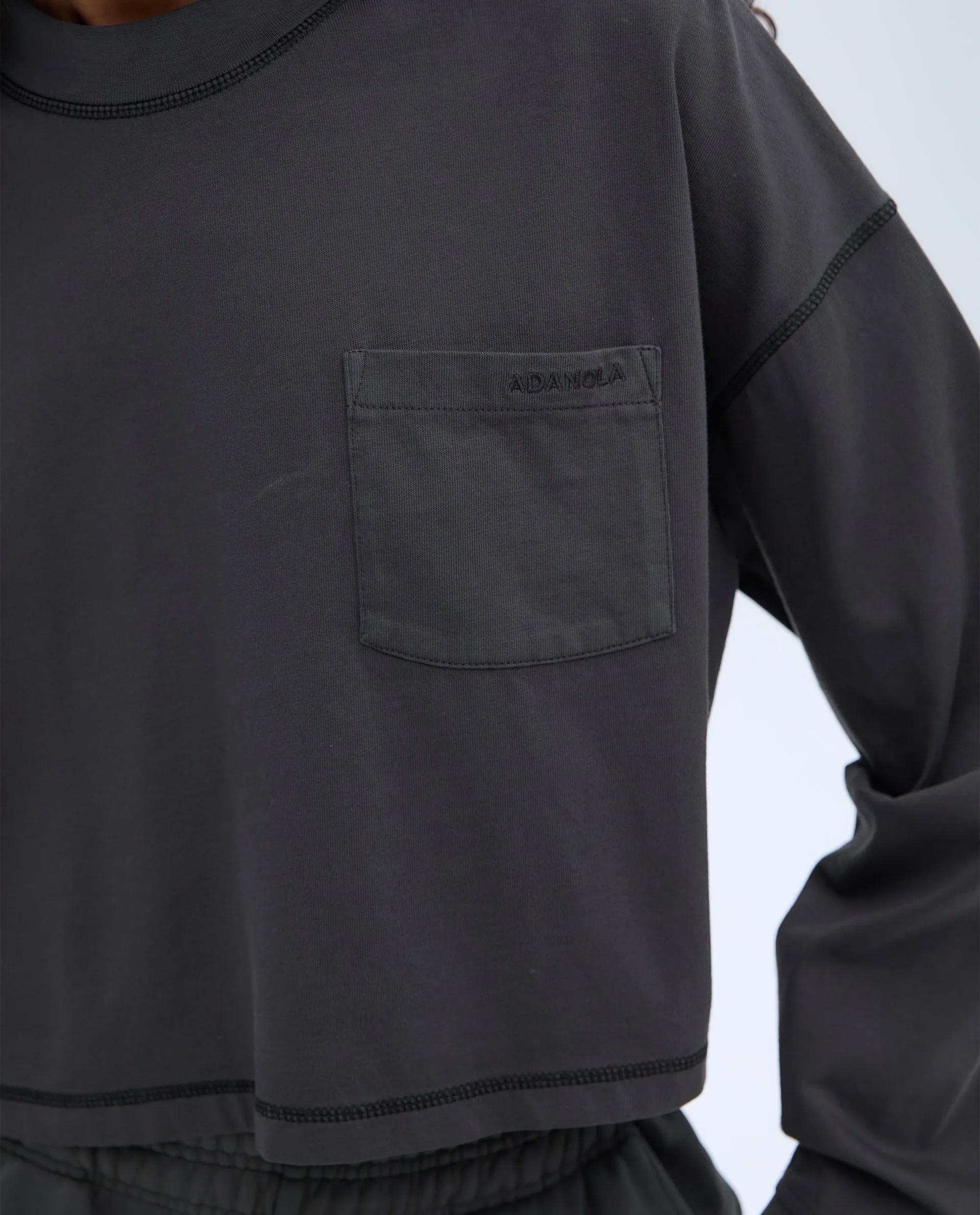 Long Sleeve Pocket T-shirt - Graphite Grey