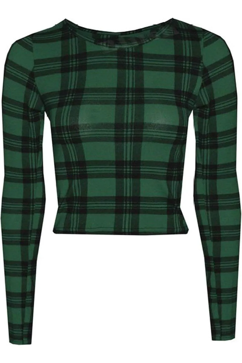 Long Sleeve Printed Crop Tops - Red, Blue, Green Patterns