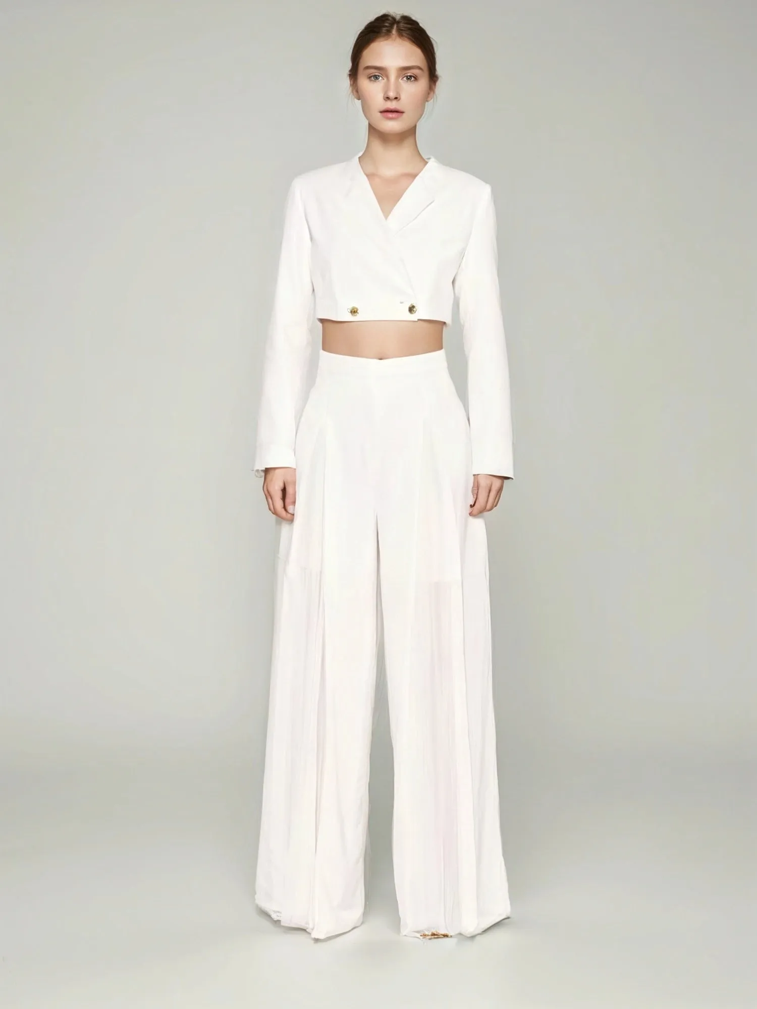 Long Sleeve White Two Piece Set