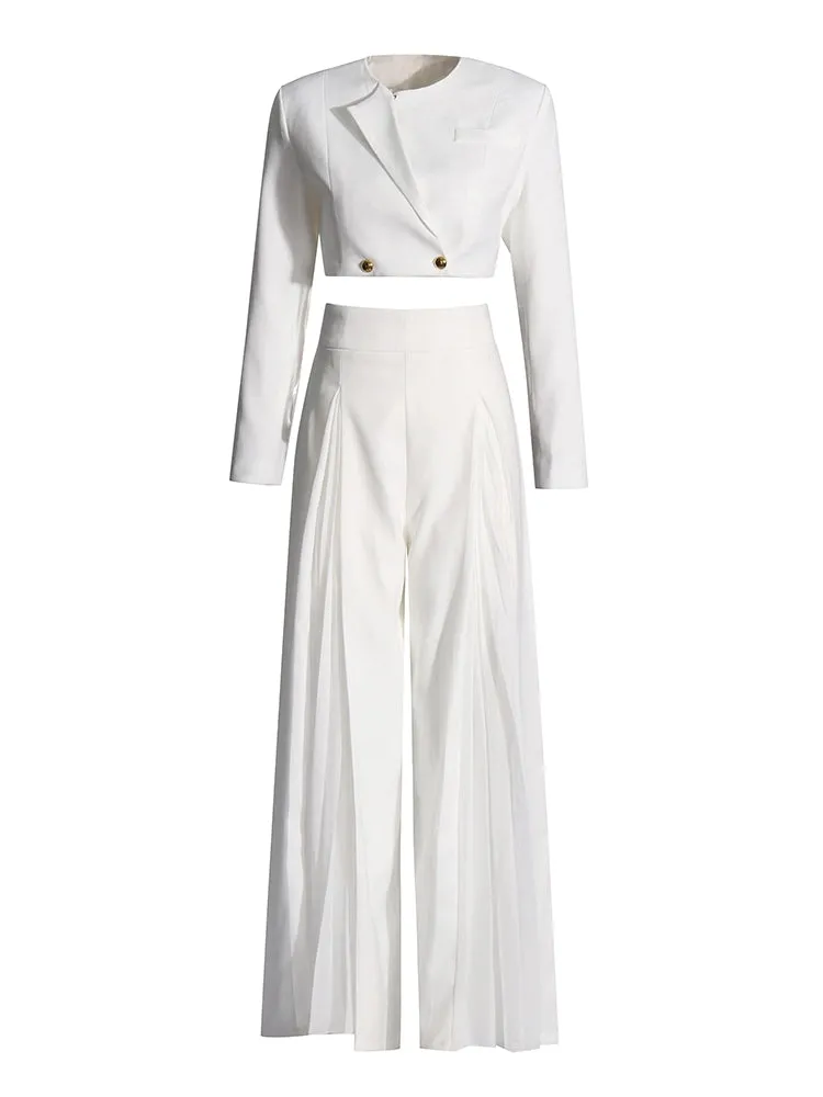 Long Sleeve White Two Piece Set