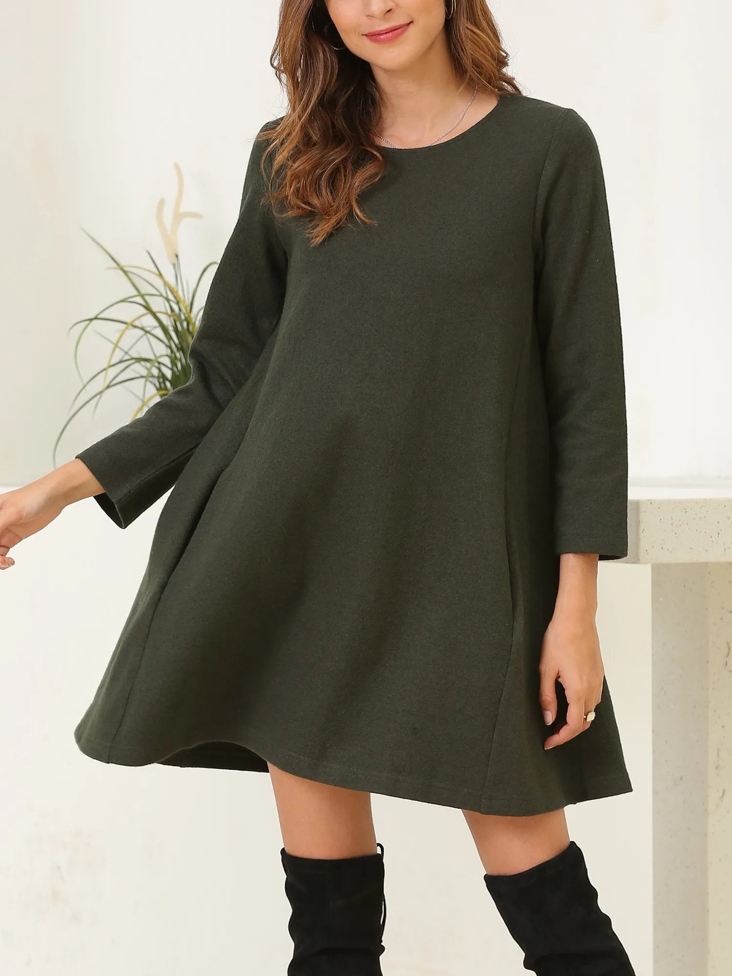 Long Sleeve Wool Blend Tunic Top