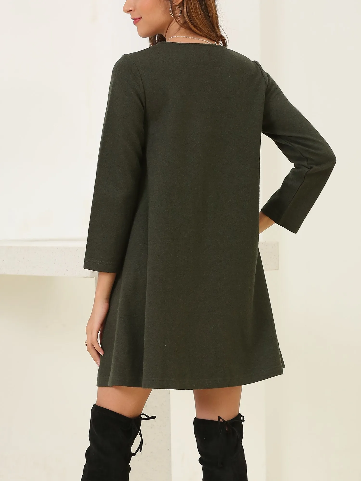 Long Sleeve Wool Blend Tunic Top