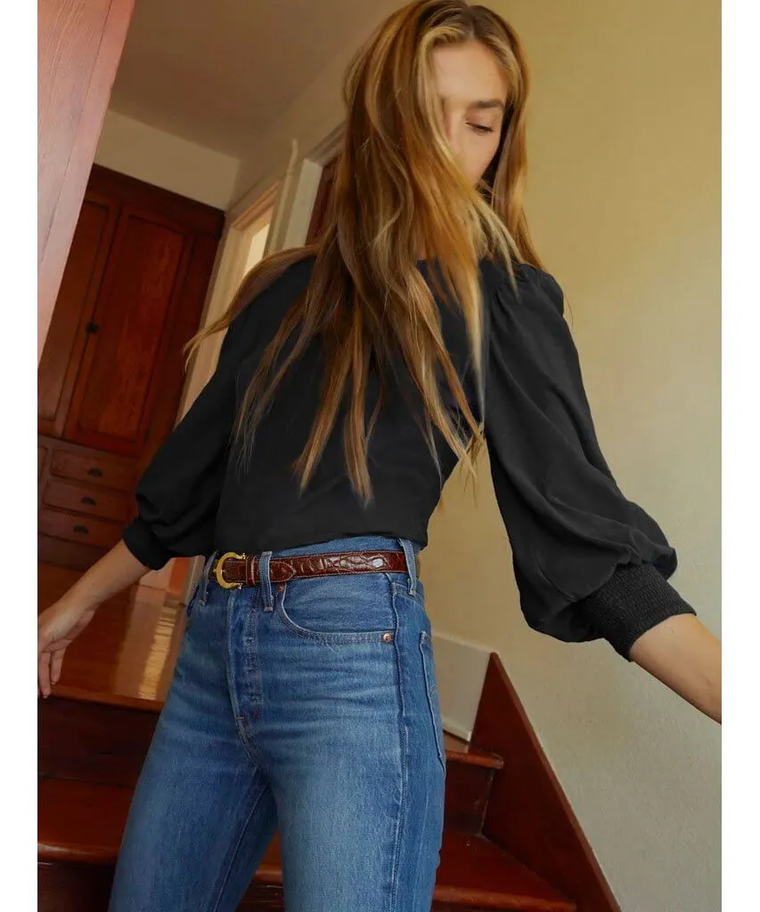 Loren Strong Shoulder Top Black