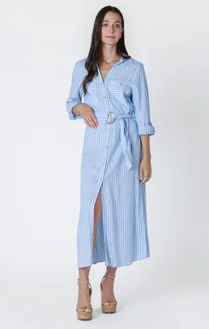 LS BELTED MAXI SHIRTDRESS