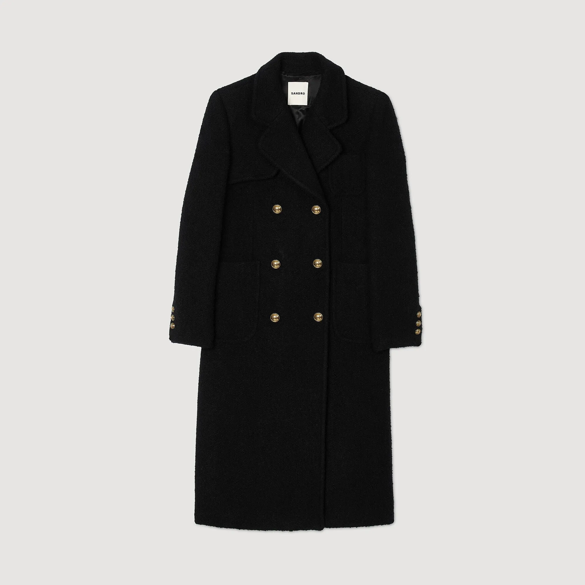 Maha Long Double-Breasted Coat Black