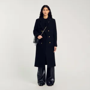 Maha Long Double-Breasted Coat Black