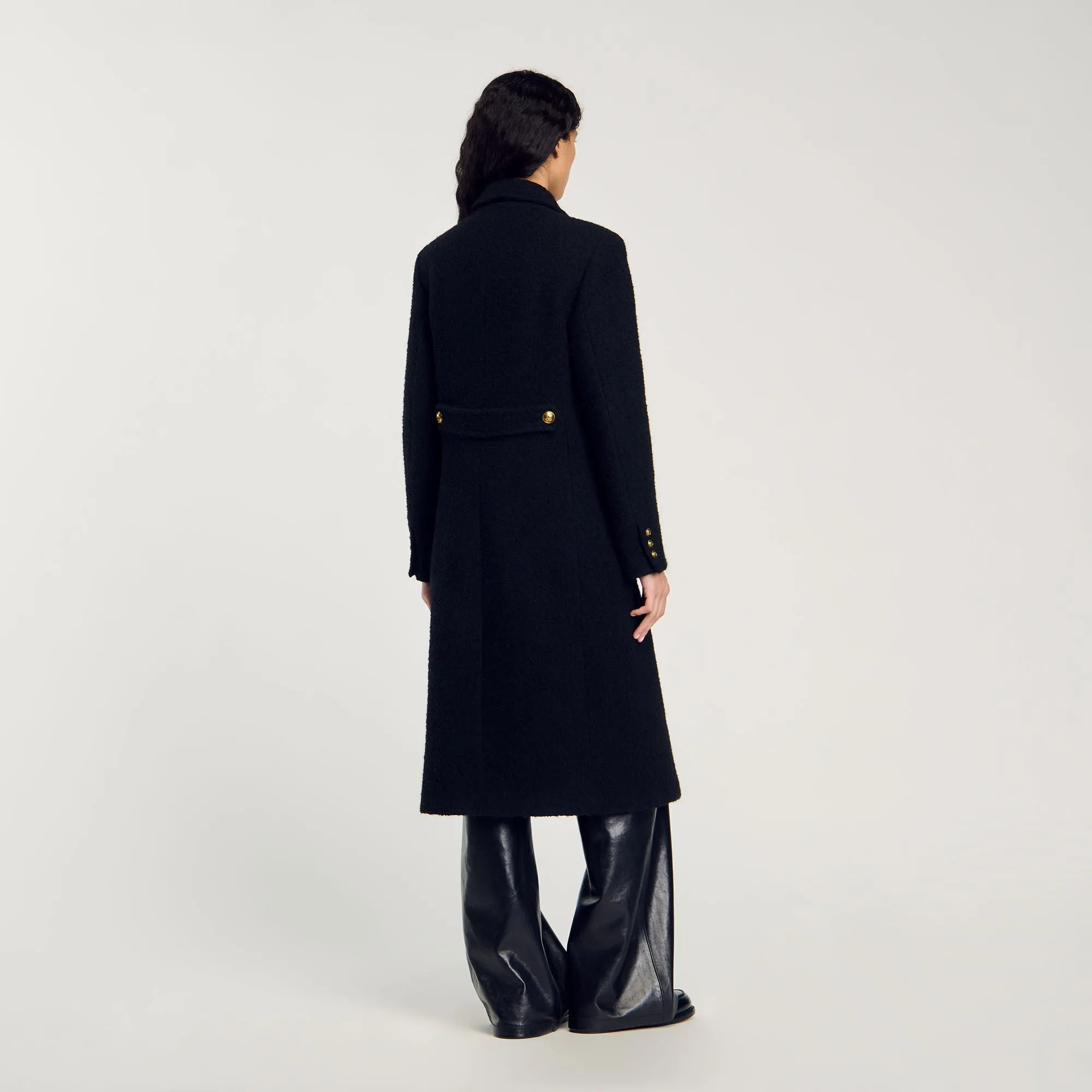 Maha Long Double-Breasted Coat Black