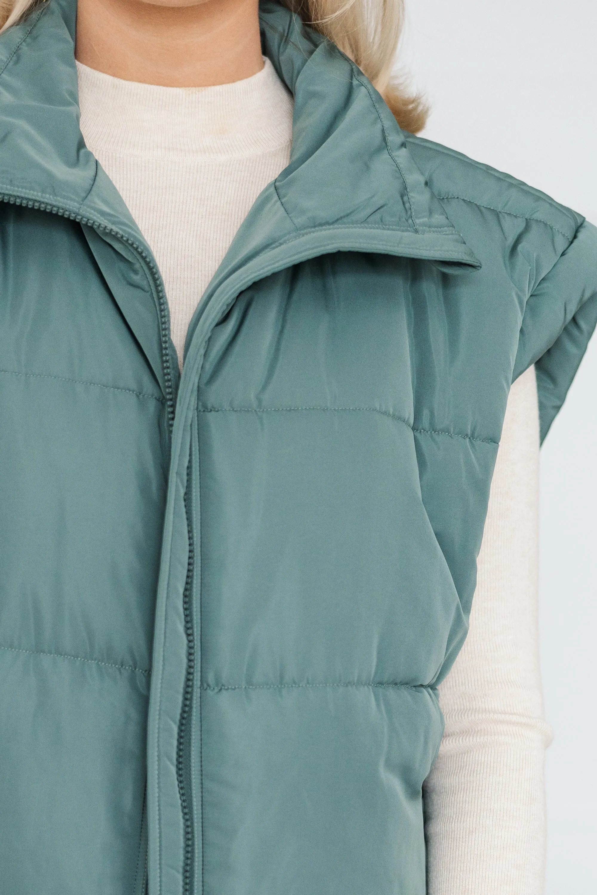 Make You Happy Army Green Quilted Vest