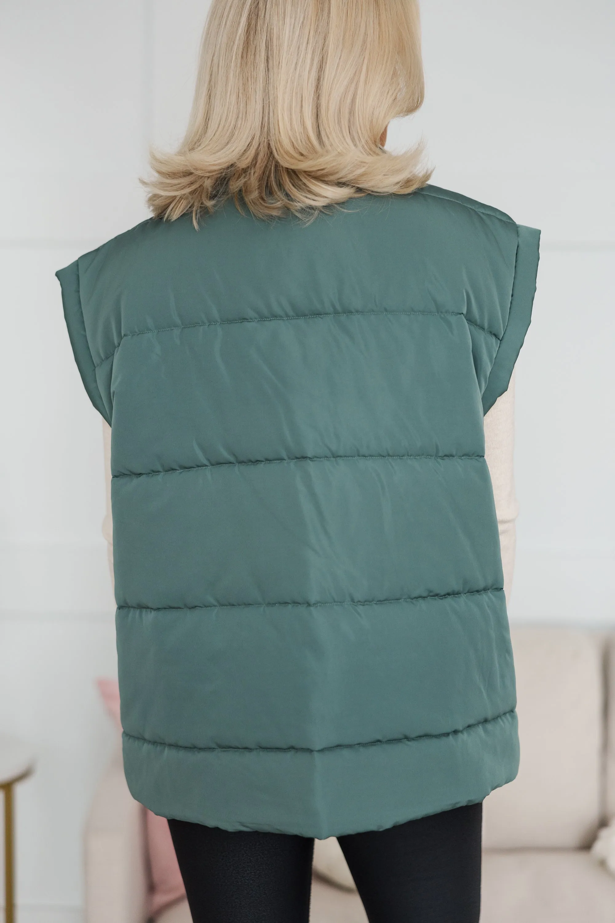 Make You Happy Army Green Quilted Vest