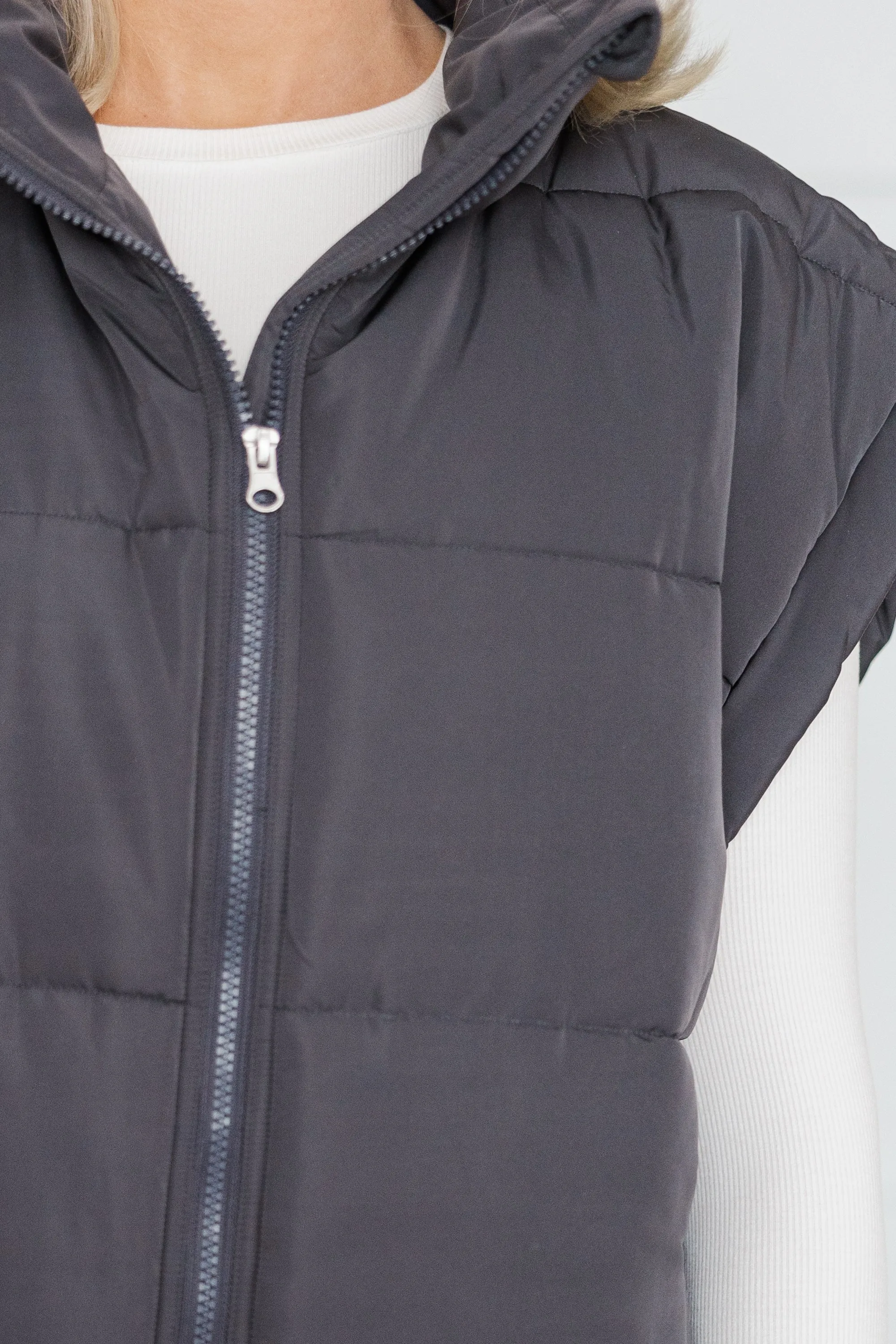 Make You Happy Charcoal Quilted Vest