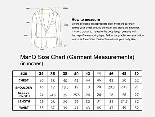 MANQ Men's Slim Fit Single Breasted Blazer (BL-101-38_Black_38)