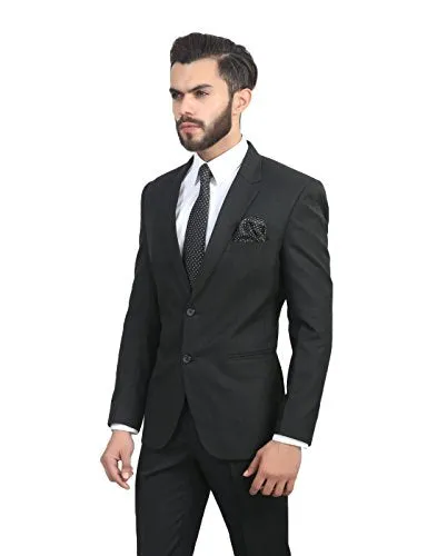 MANQ Men's Slim Fit Single Breasted Blazer (BL-101-38_Black_38)