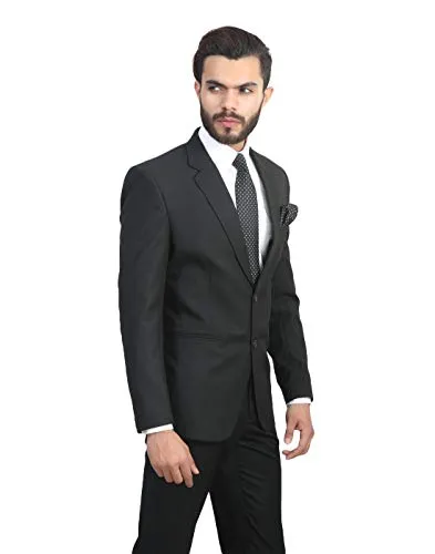 MANQ Men's Slim Fit Single Breasted Blazer (BL-101-38_Black_38)