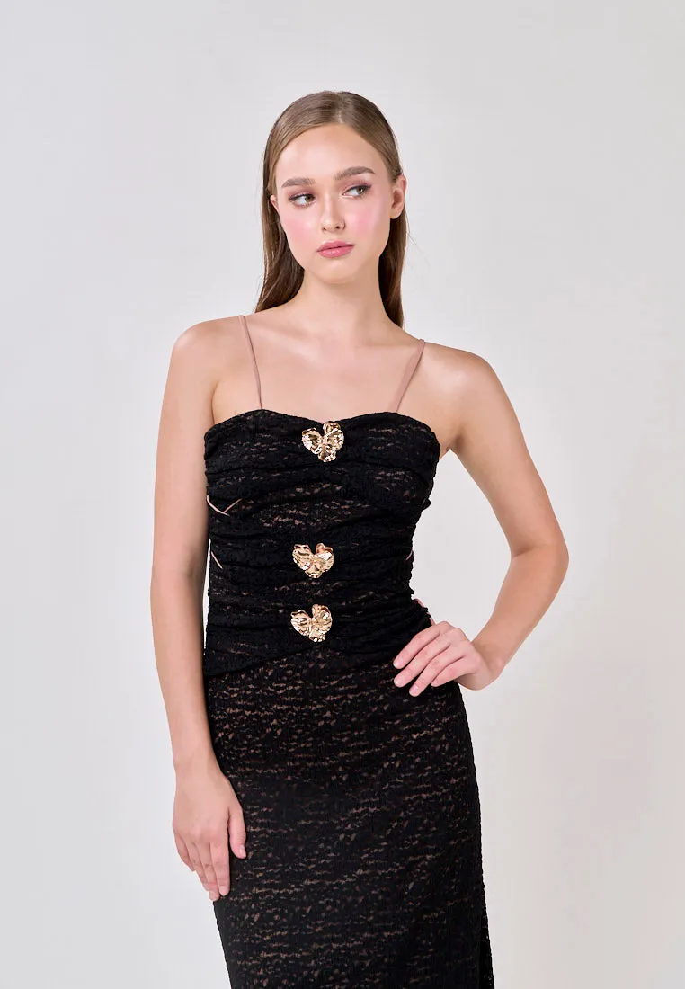 Marian Black Sleeveless Lace Flower Charm Maxi Dress