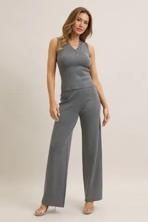 Marielle Knit V-neck Sleeveless Top and Pants Set