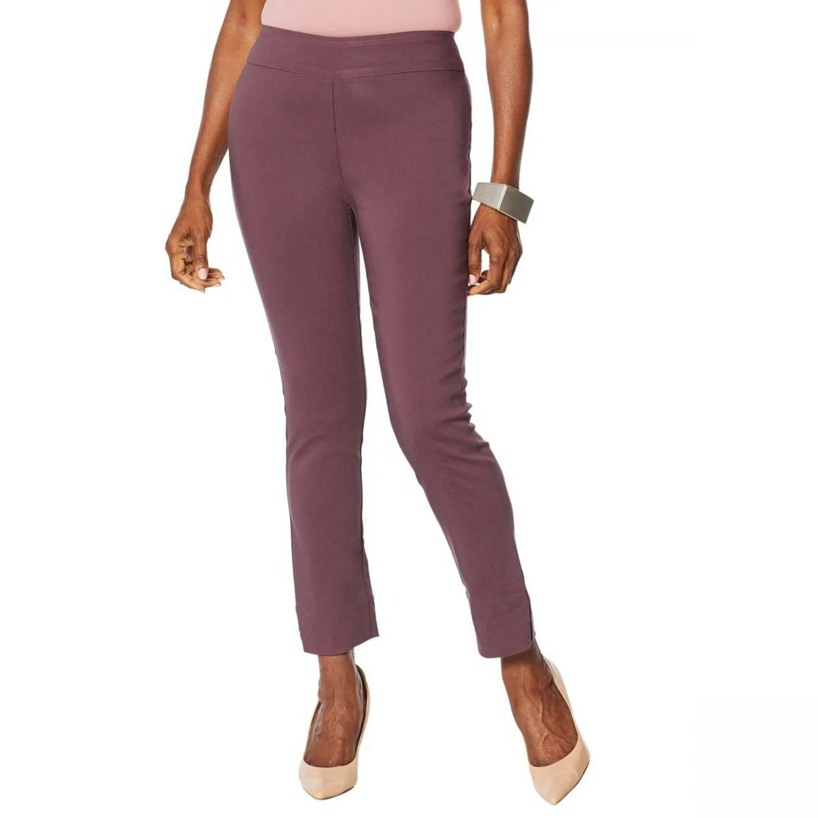 MarlaWynne Women's Stretch Twill FLATTERfit Pants With Slit