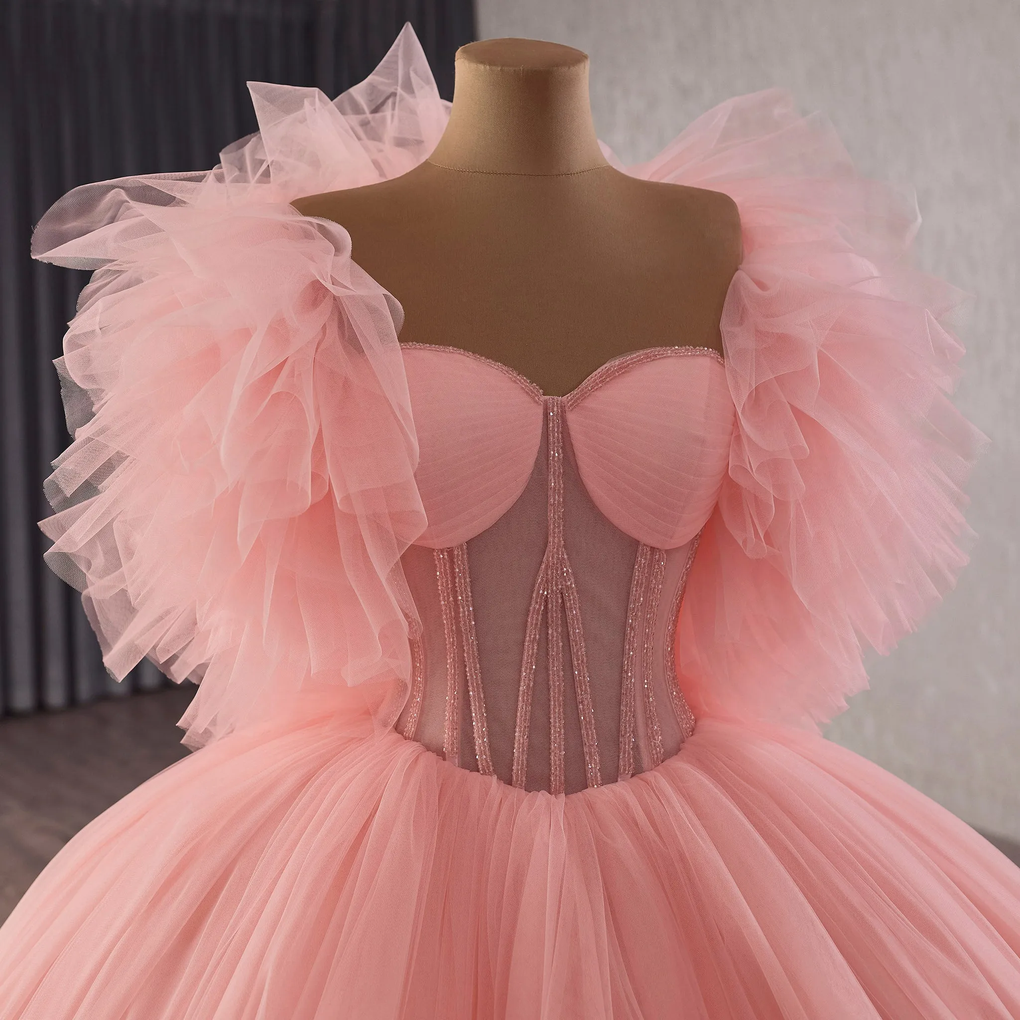 Maxi Sweetheart Blush Pink Quinceanera Dress with Wrap