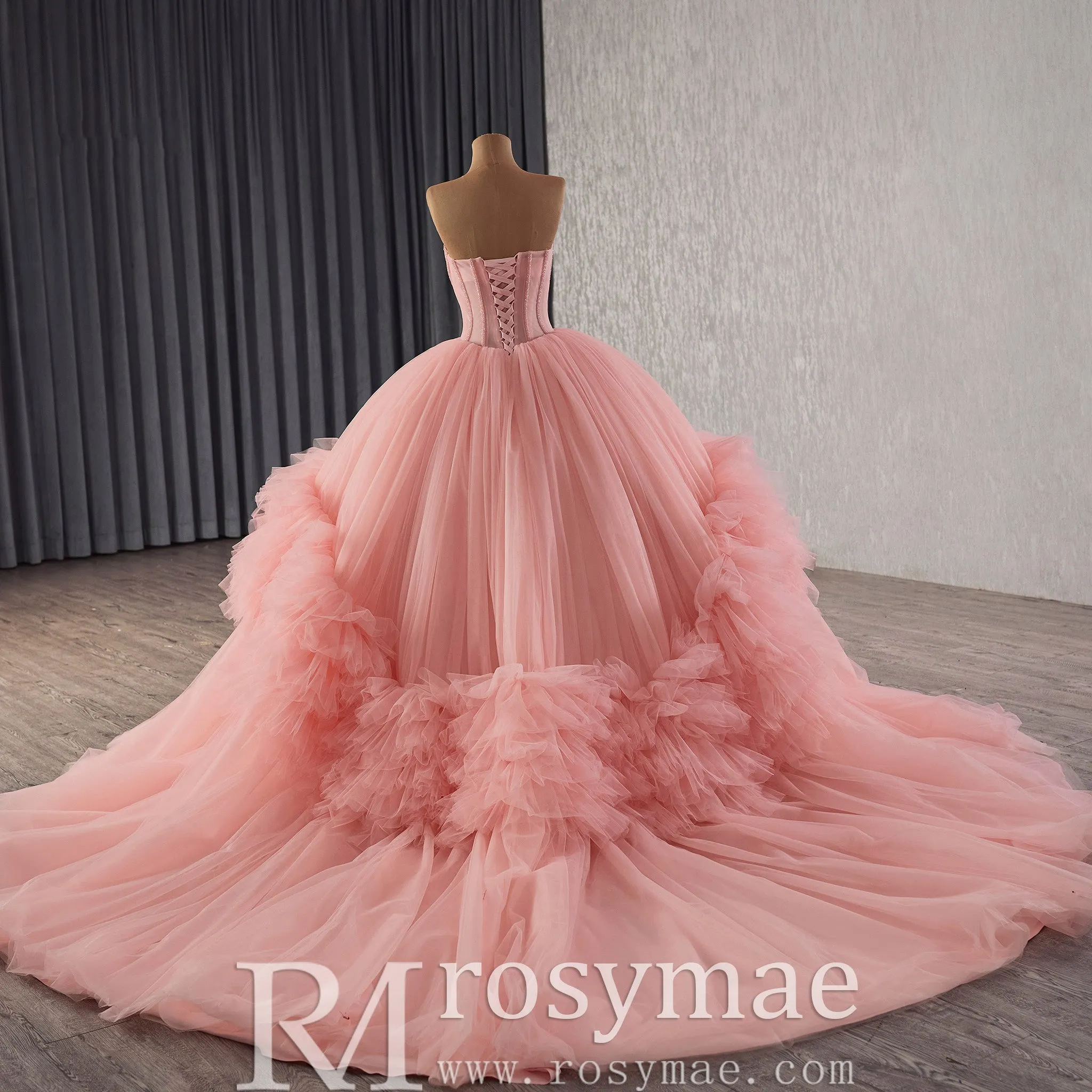 Maxi Sweetheart Blush Pink Quinceanera Dress with Wrap