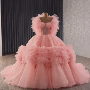 Maxi Sweetheart Blush Pink Quinceanera Dress with Wrap