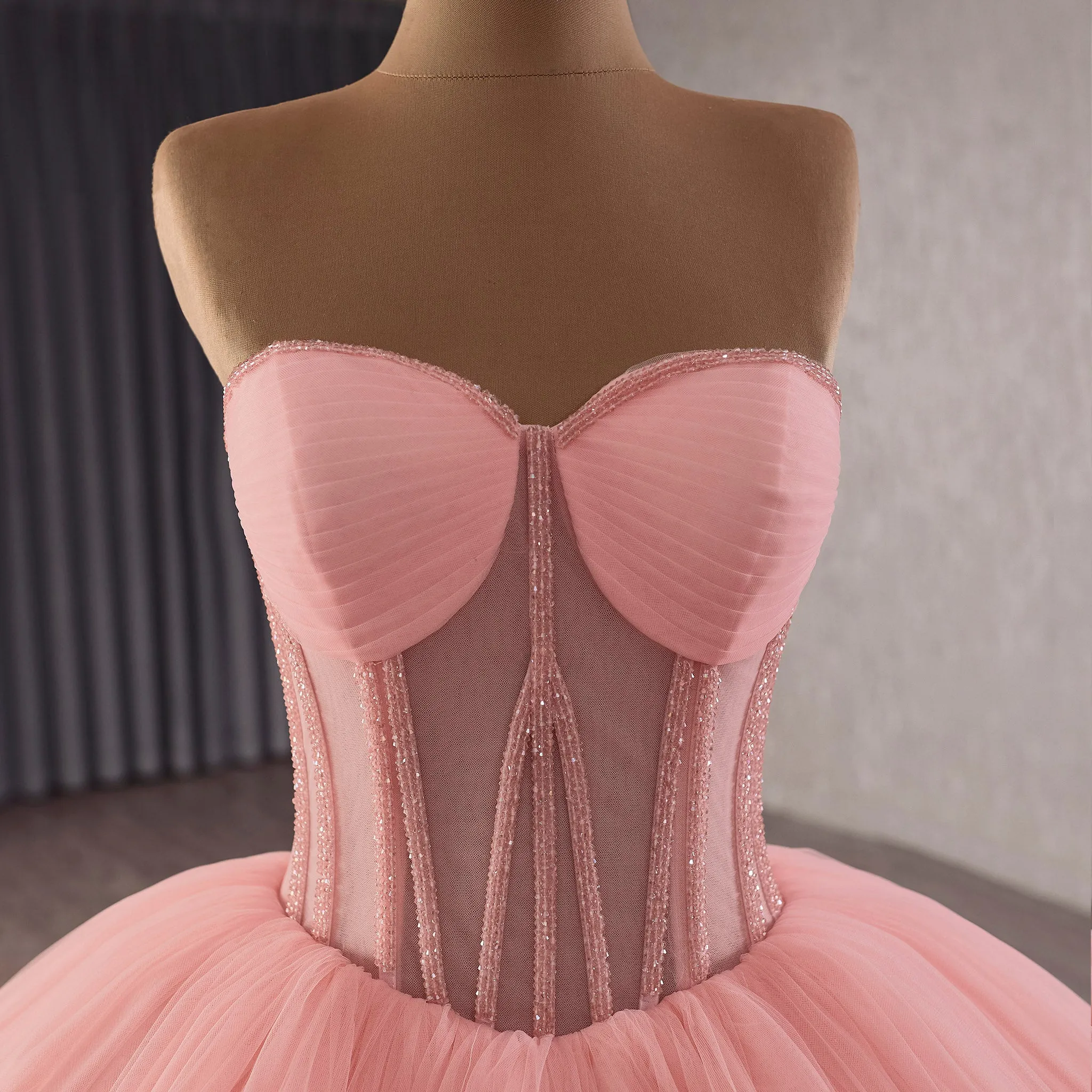 Maxi Sweetheart Blush Pink Quinceanera Dress with Wrap