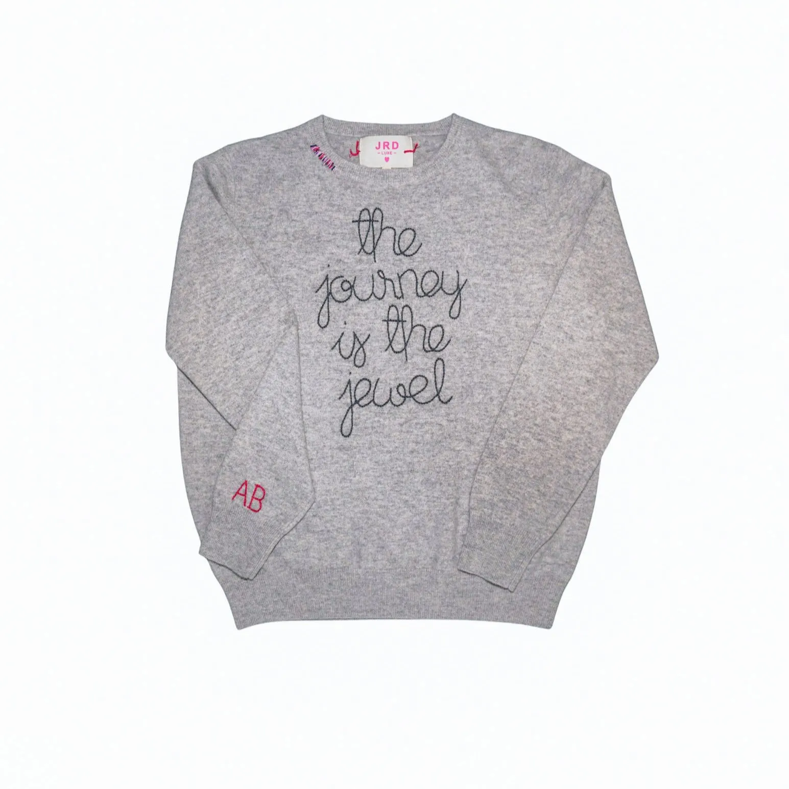 MBAB X JRD Luxe Customizable Hand Embroidered The Journey is the Jewel Cashmere Sweater