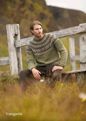 Men Wool Sweater - Vængjatök Green Large