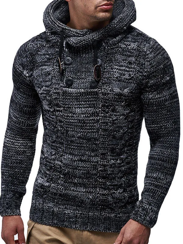 Men's High Neck Cable Knit Hoodie