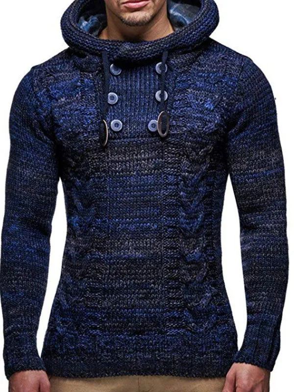 Men's High Neck Cable Knit Hoodie