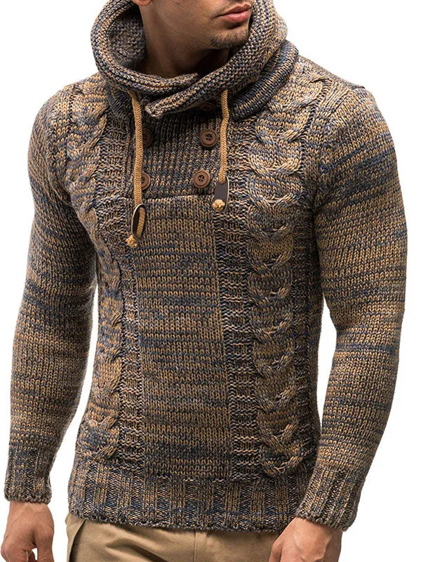 Men's High Neck Cable Knit Hoodie