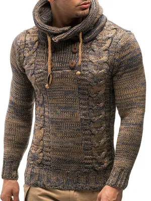 Men's High Neck Cable Knit Hoodie