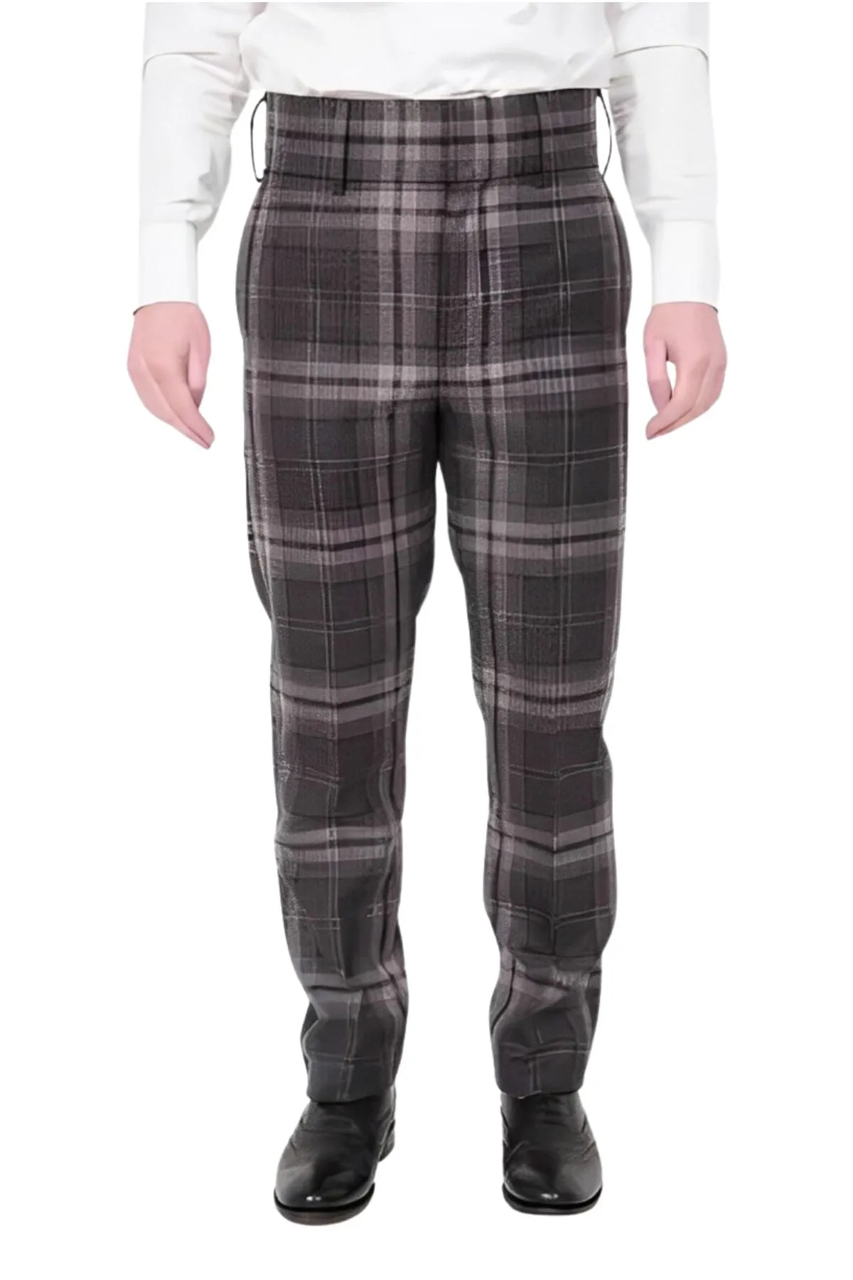 Men's High‑Waisted Tartan Trouser