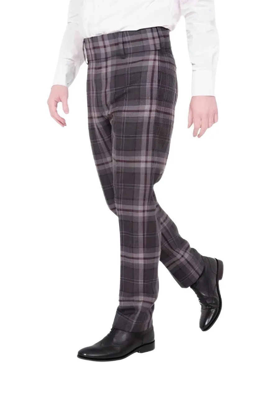 Men's High‑Waisted Tartan Trouser