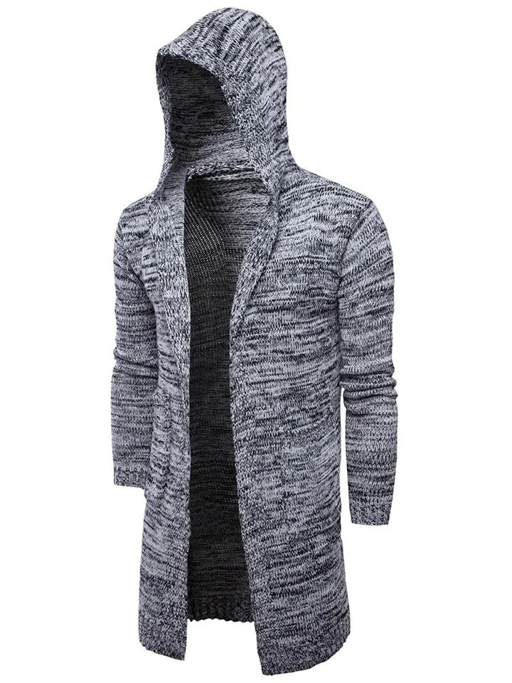 Men's Knitted Long Sleeve Hooded Cardigan