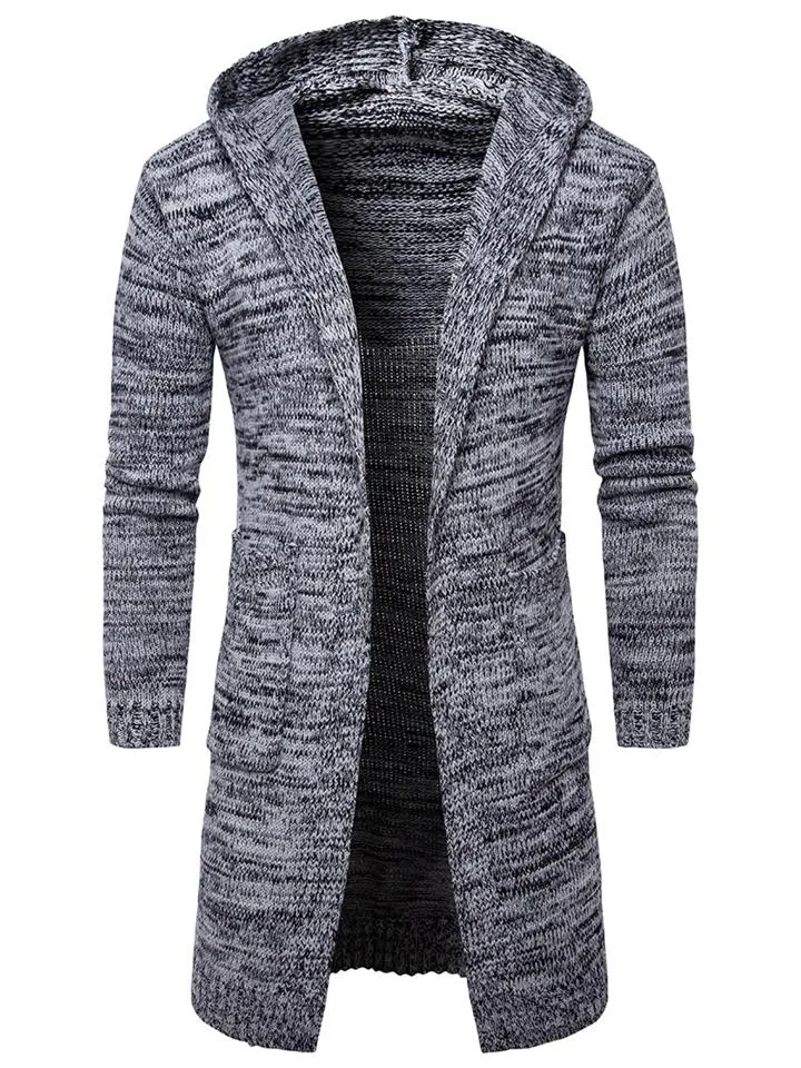 Men's Knitted Long Sleeve Hooded Cardigan