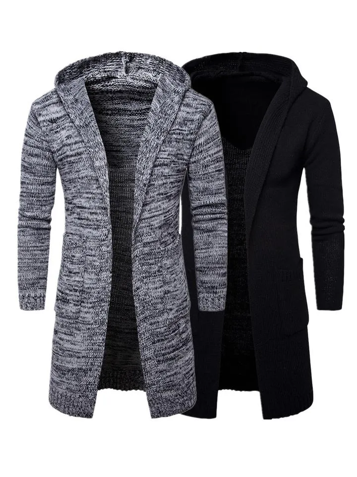 Men's Knitted Long Sleeve Hooded Cardigan